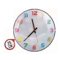 Yuvarlak Bombe Cam Özel Gölgeli Duvar Saati 35cm