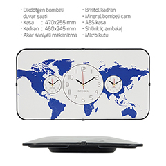 Dikdörtgen Bombeli Duvar Saati