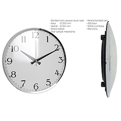 Bombeli Krom Çerçeve Duvar Saati