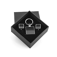 Kutulu Metal Anahtarlık Kol Düğmeli Set