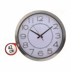Metalize Çerçeve Takmatik Rakam Duvar Saati 42cm