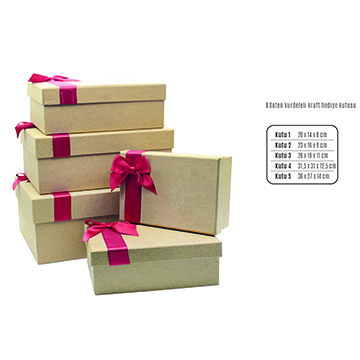 Saten Kurdeleli Kraft Hediye Kutusu (20x14x8cm)
