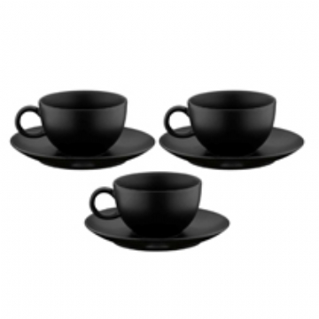 Porselen Siyah Türk Kahve Fincan Takımı